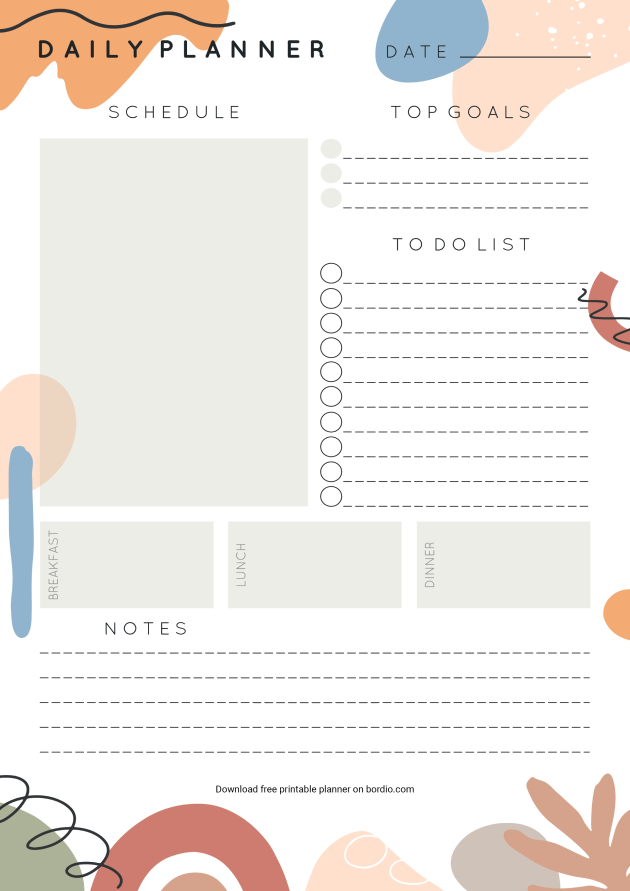 Printable Daily Planner Template Free Templates In Pdf Bordio