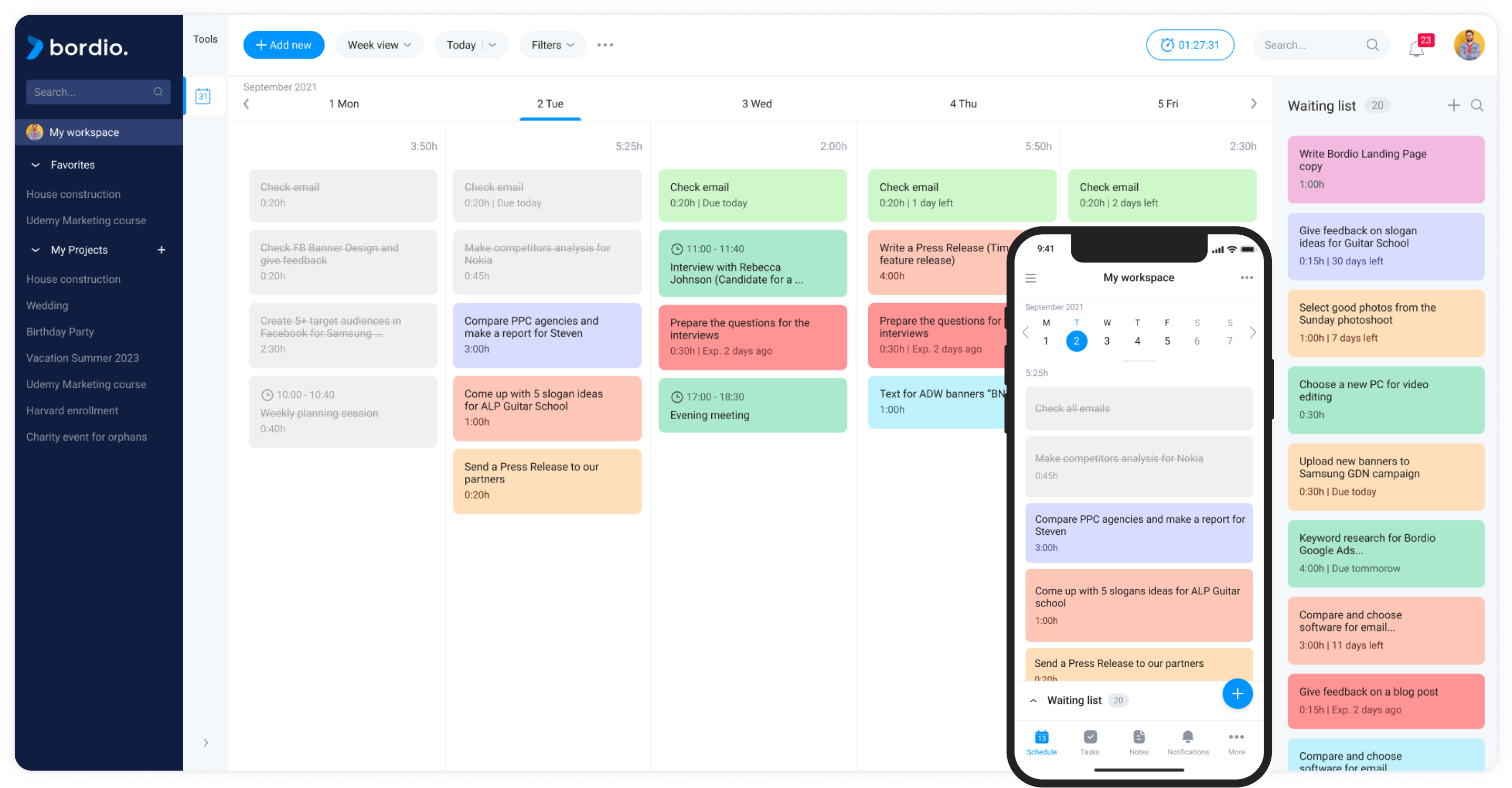 Free Daily Planner Online | Plan Your Daily Schedule in Bordio