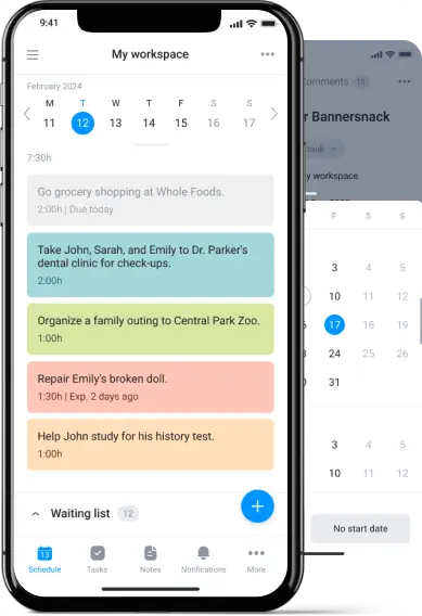 mobile app in day organizer