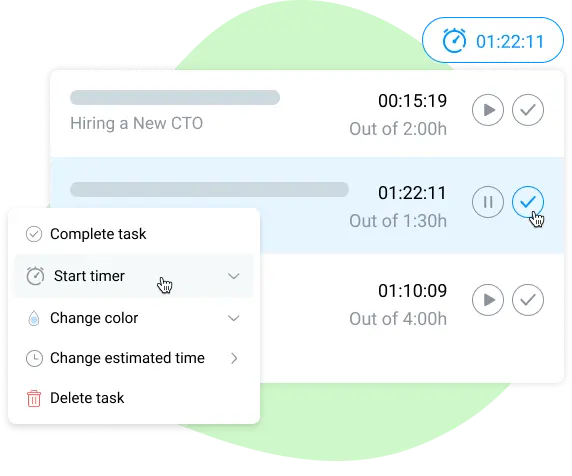 time tracking in day organizer