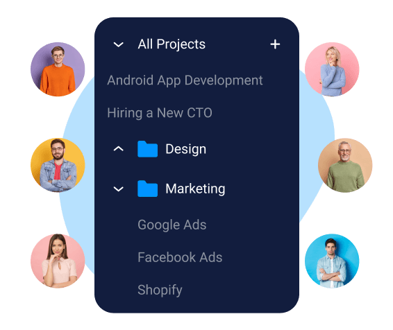 Create projects and share them with your teammates