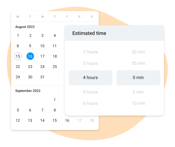 time estimations in the calendar planner