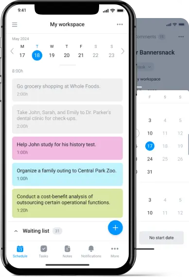 mobile app for online organizer