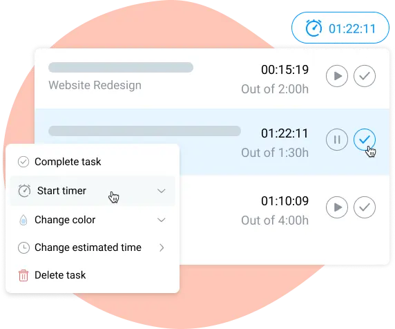 time tracking in online project planner