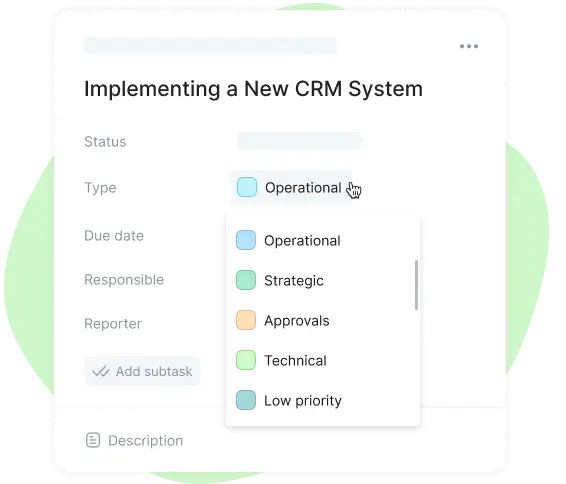 task types in project management board