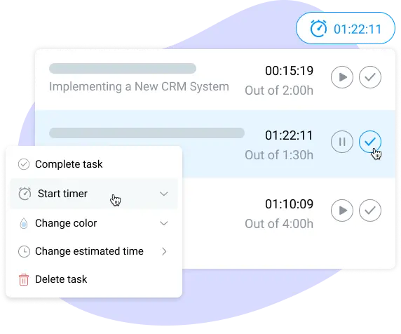 time tracking in project management board