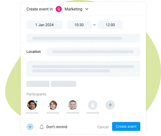 create events in project management planner