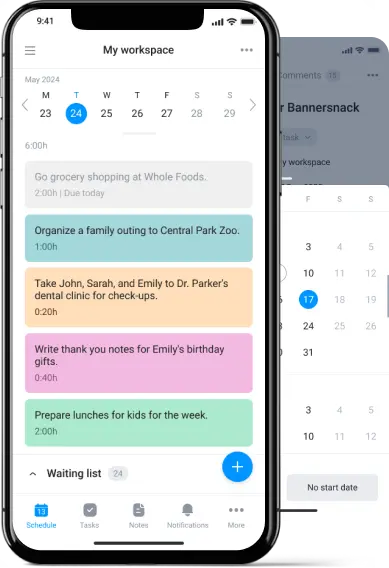 mobile app for project management task list