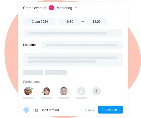 create events in project management task tracker