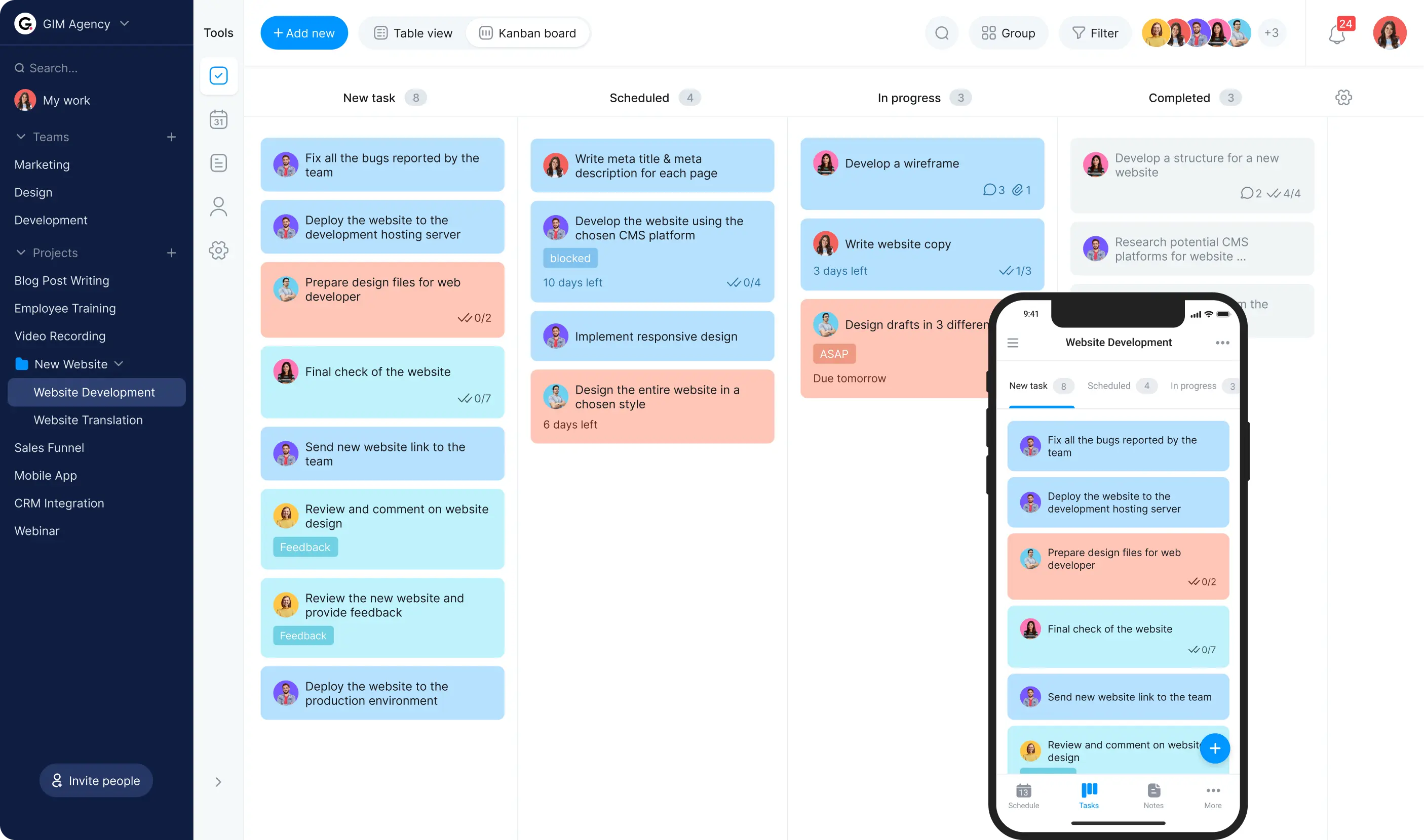 project management task tracker kanban