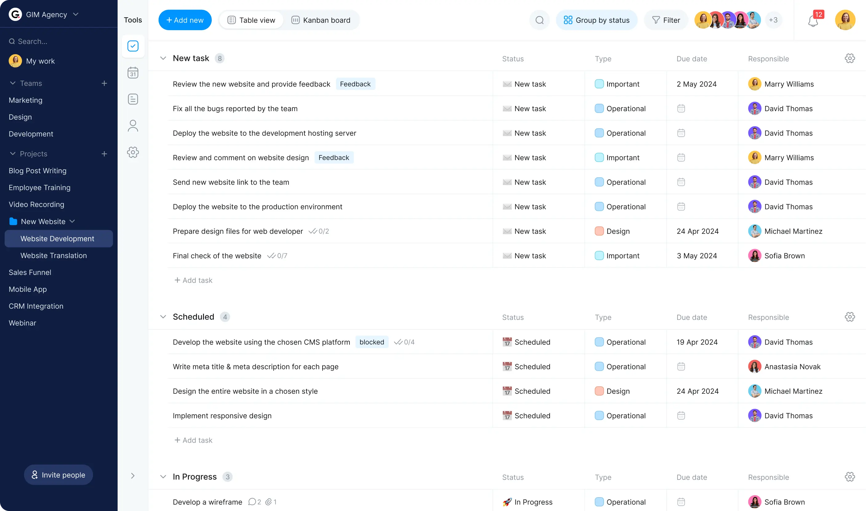 project management task tracker