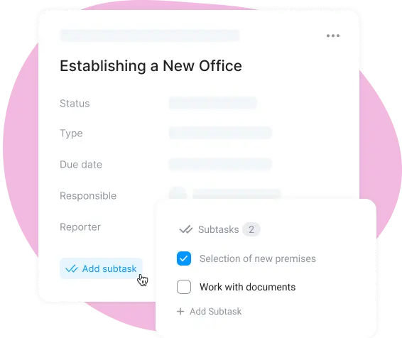 add subtasks in project planning app