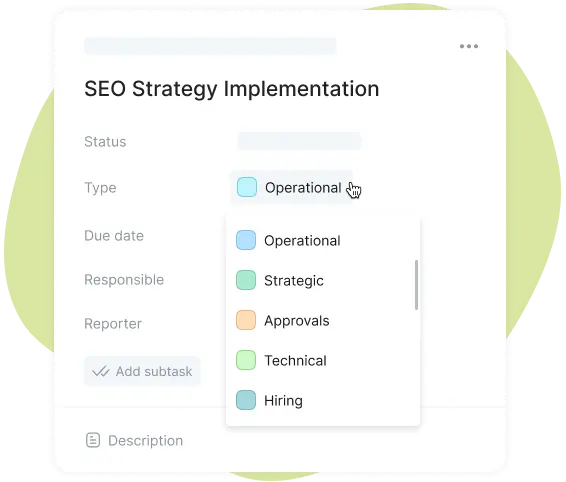 task types in project planning app