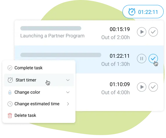 time tracking in project planning app