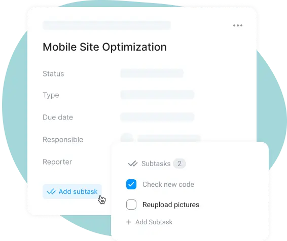 add subtasks in project planning board