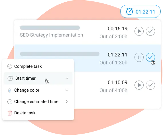 time tracking in project planning board