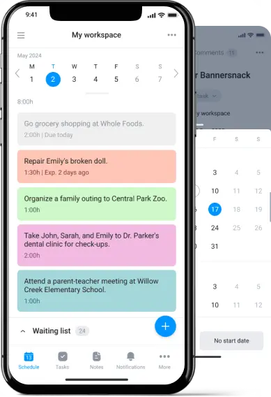 mobile app for project planning calendar