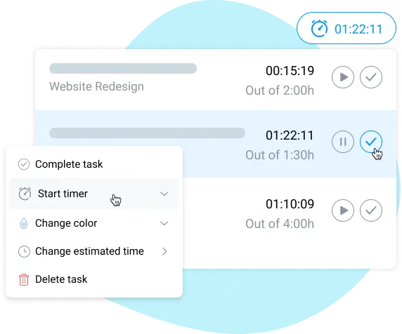 time tracking in project task list