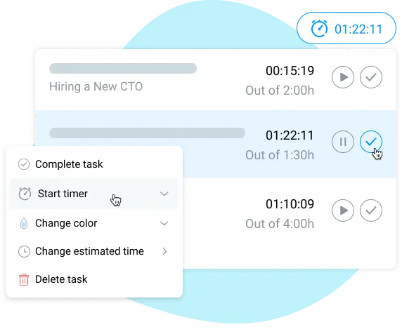 time tracking in project task planner