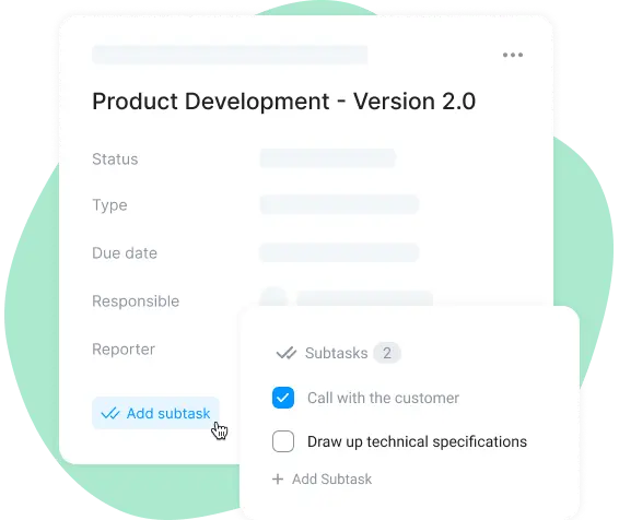 add subtasks in project tracking board