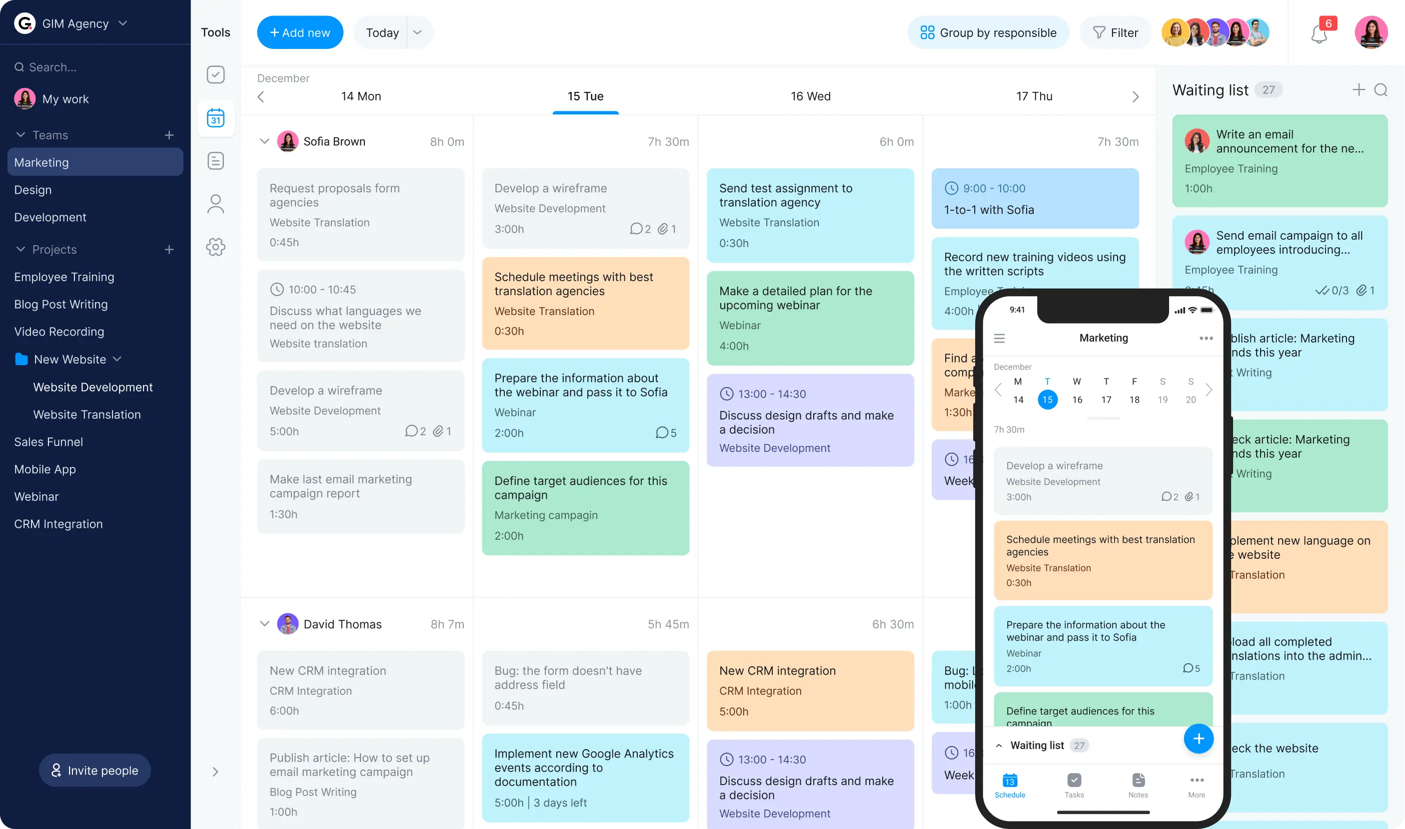 task board calendar