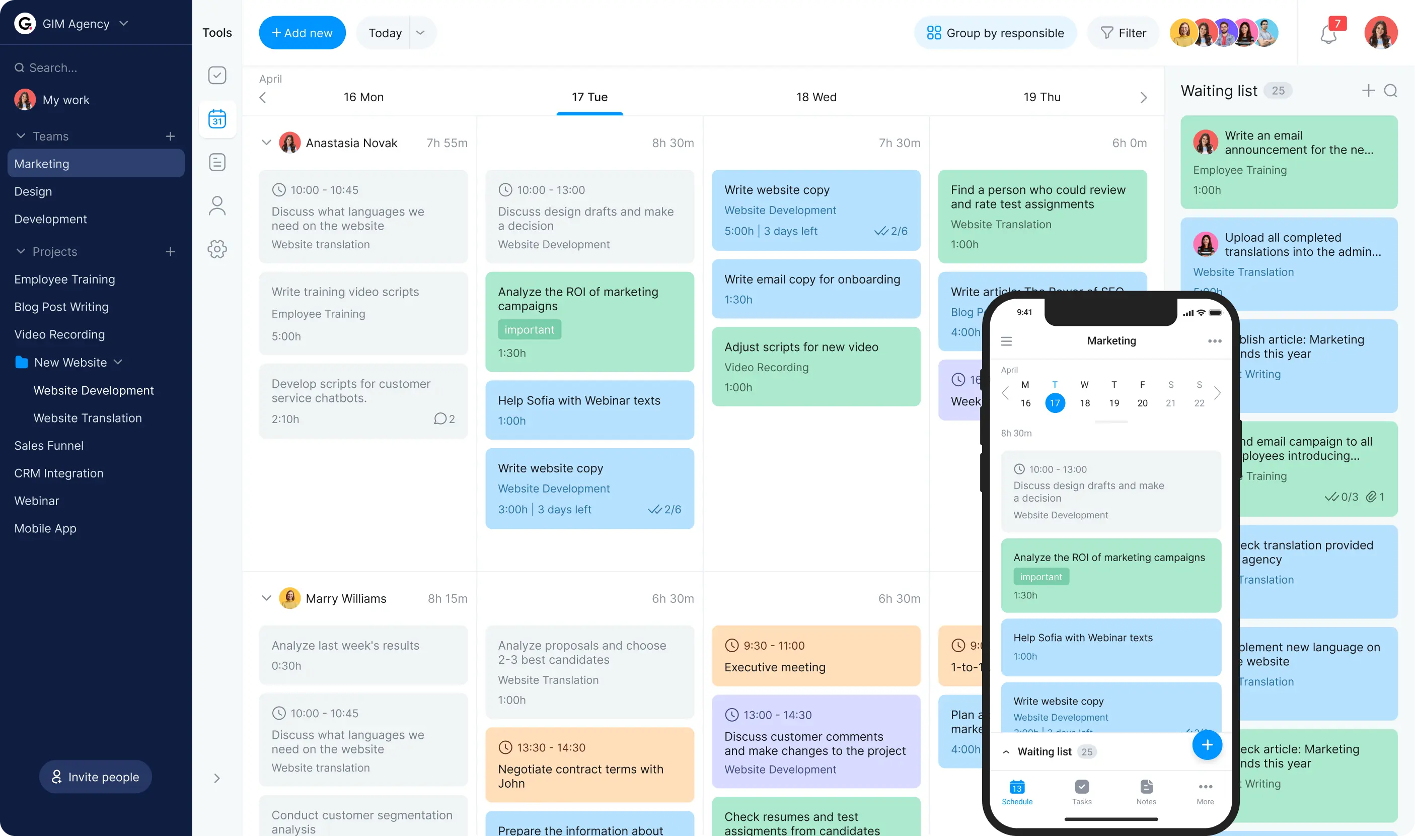 task management board calendar