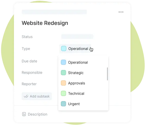 task types in task management board