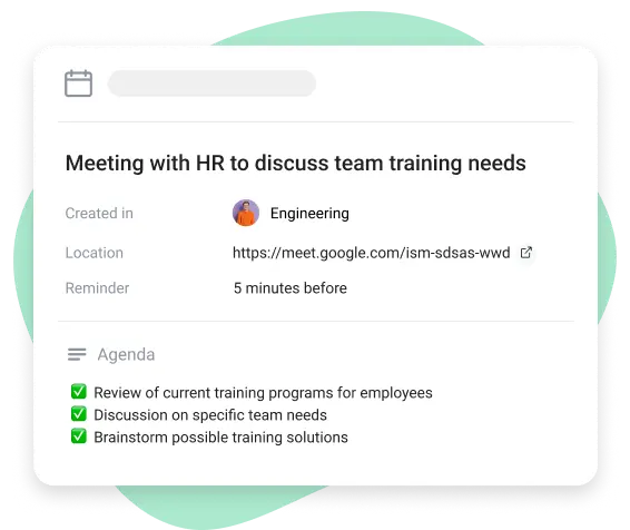 Smart meetings in the task organizer