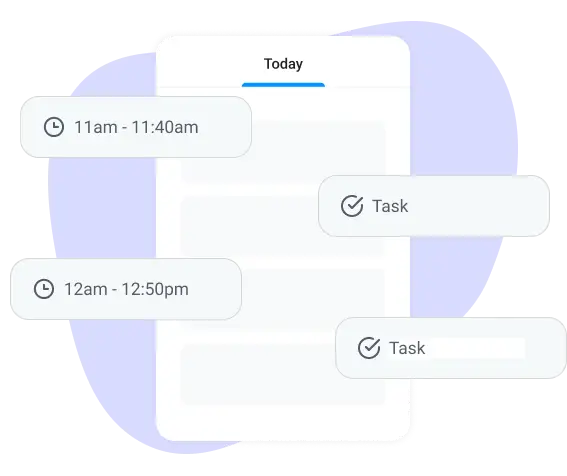 Tasks and events on one board in the planner