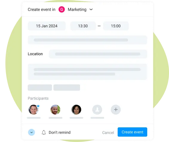 create events in team productivity tracker