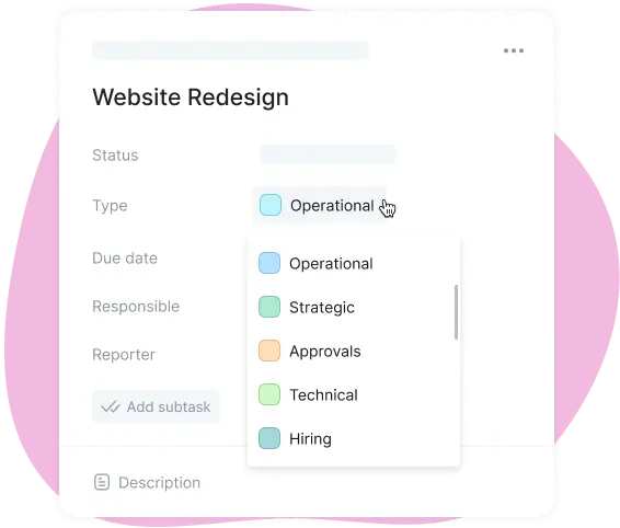 task-types in team productivity tracker