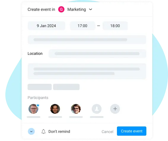 create events in team project tracker