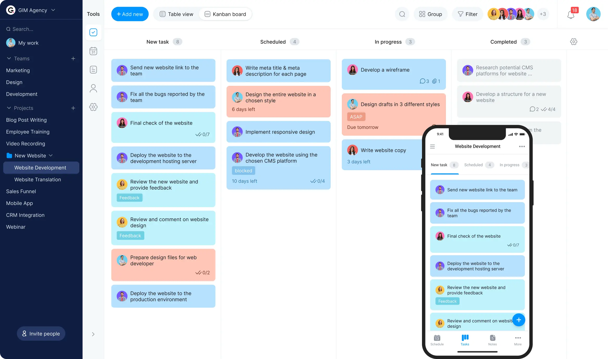 team task list kanban