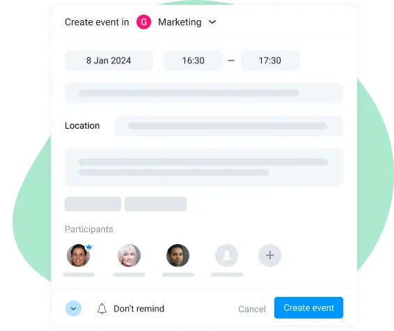 create events in team task planner