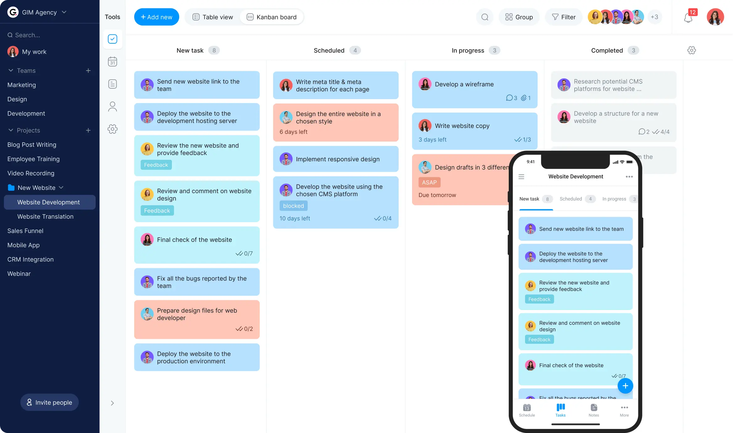 Team task tracker kanban