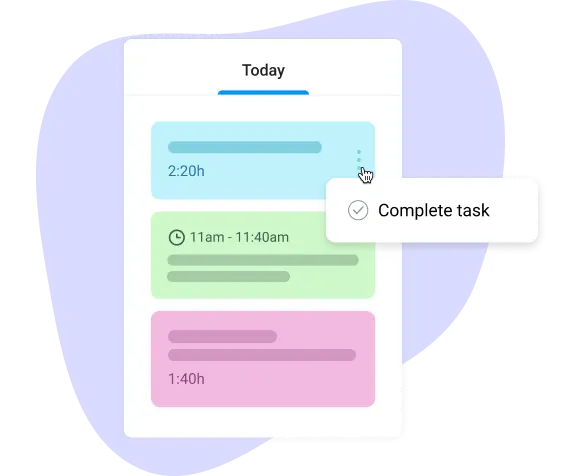 Completed task tracking via time manager