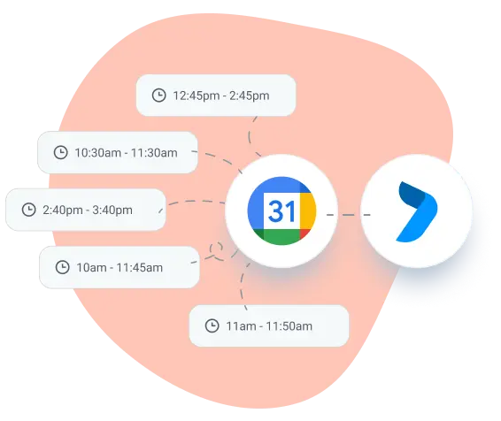 Google calendar events in the time organizer