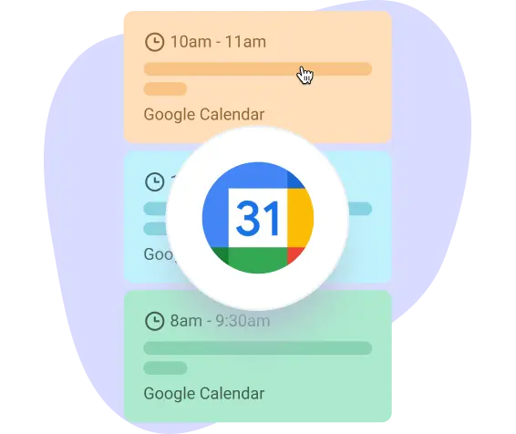Google events in the time planner
