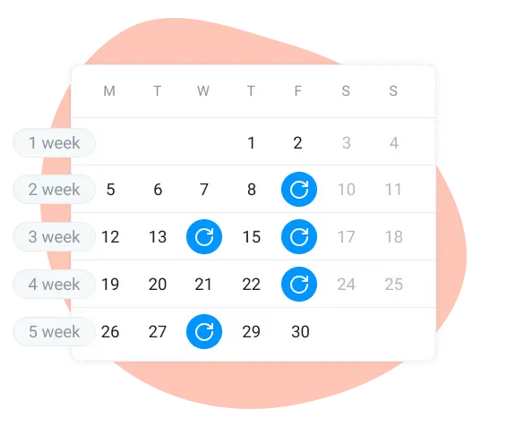 Recurring tasks and events in the time planner