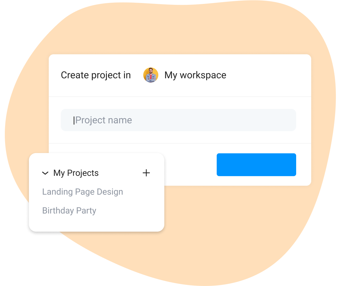 create projects in the to-do list app