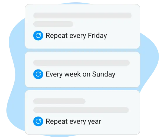 Recurring tasks in the weekly schedule planner