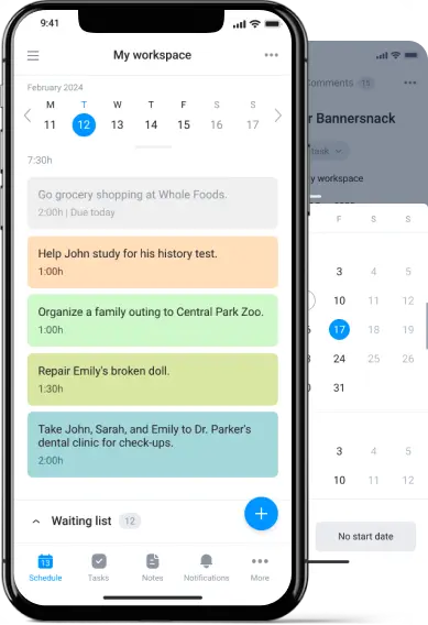 mobile app in work organizer