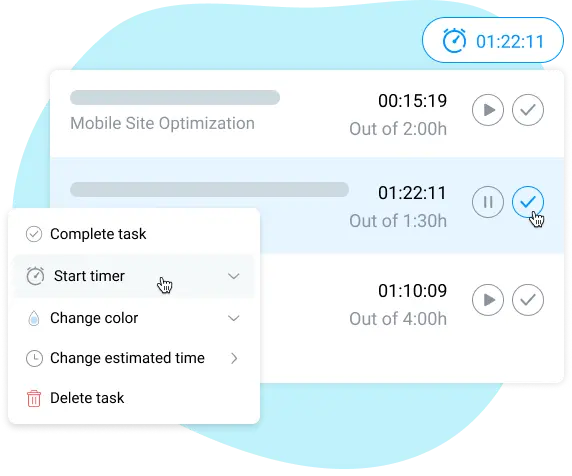 /time tracking in work task tracker