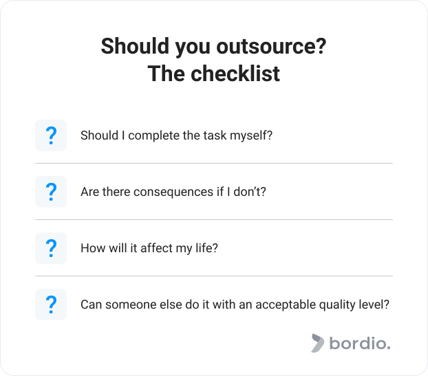 Checklist for outsourcing tasks