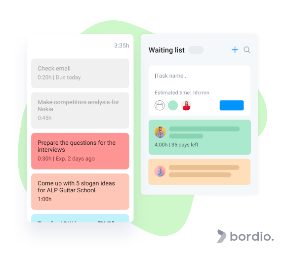 Bordio Waiting List and Tasks