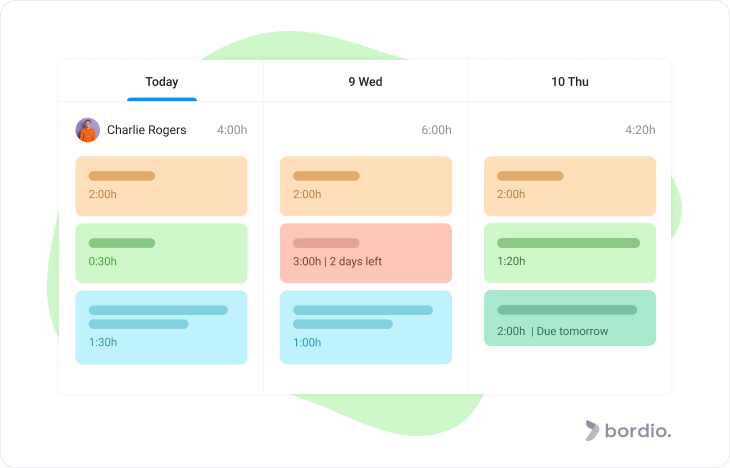 Bordio time blocks in the calendar