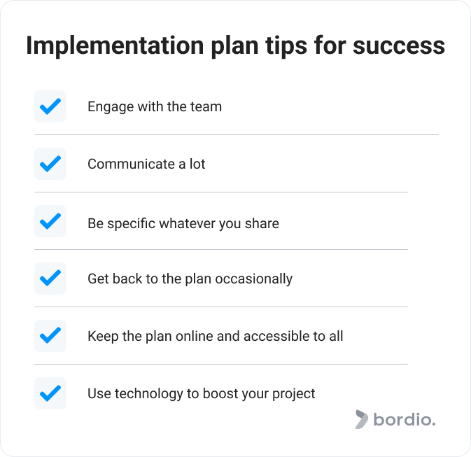 Implementation plan tips for success 