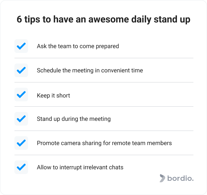 Daily Stand Up Meeting in Scrum: Agenda Format Bordio