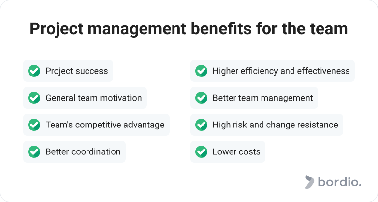 Project management benefits for the team