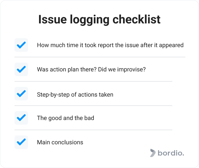 Issue logging checklist 